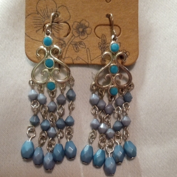 Elegant Teal Chandelier Earrings - Picture 4 of 7